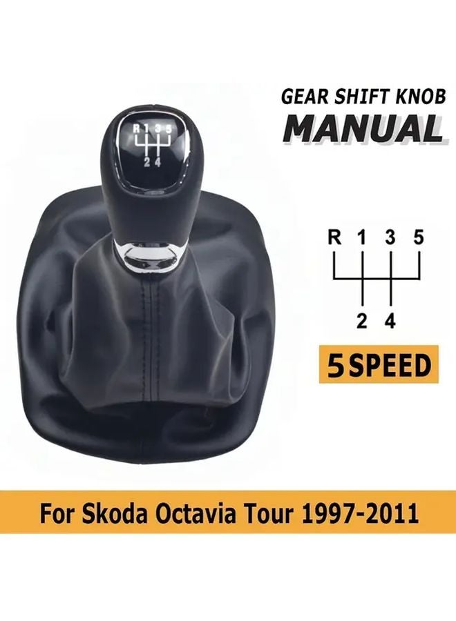 Skoda Octavia 1997 2011 غطاء مقبض ناقل الحركة اليدوي بـ 6 سرعات من جلد PU الأسود - Image 5